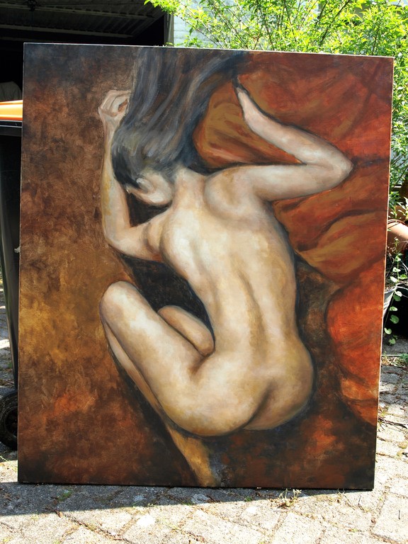 Acrylverf op doek – Naakte vrouw – 100 x 120 cm  kopen? Bied vanaf 100!