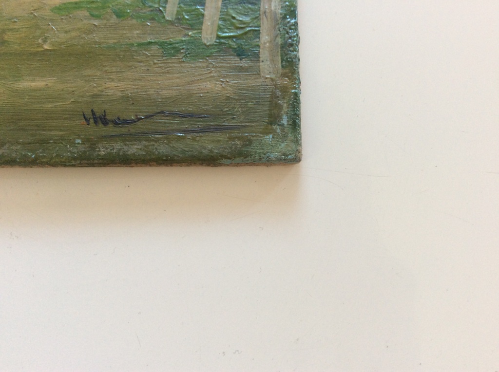 Onduidelijk gesigneerd klein schilderijtje waterverf op vezelhout  kopen? Bied vanaf 1!