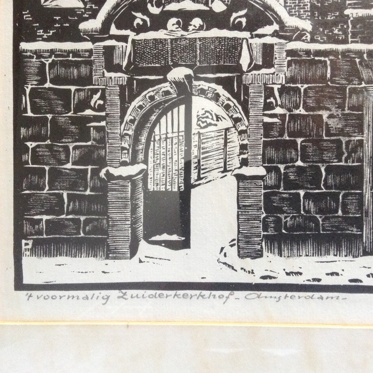 onbekende kunstenaar; de Zuidertoren en Zuiderkerkhof Amsterdam, ets  kopen? Bied vanaf 1!