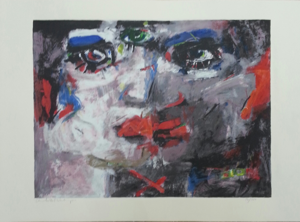 Charlotte Molenkamp, Zeefdruk op papier, titel;" Gezichten" kopen? Bied vanaf 75!