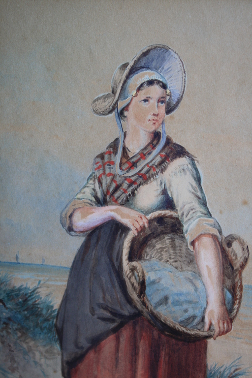 G J DERENS 1831-1898 - VISSERSMEISJE  in de DUINEN kopen? Bied vanaf 125!