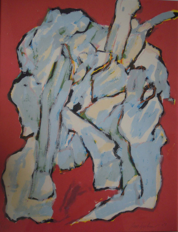 Jan Sierhuis: kleurenlitho, z.t. (Abstract) verkocht voor € 55!