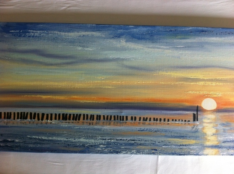 Marjolein Blommestijn (1958 -), Olieverf op doek, Zonsondergang Cadzand 2015 kopen? Bied vanaf 85!