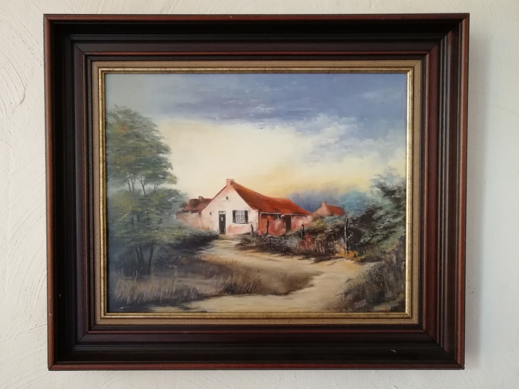 onbekend kunstenaar - olieverf op doek - landelijk hoeve zicht kopen? Bied vanaf 1!