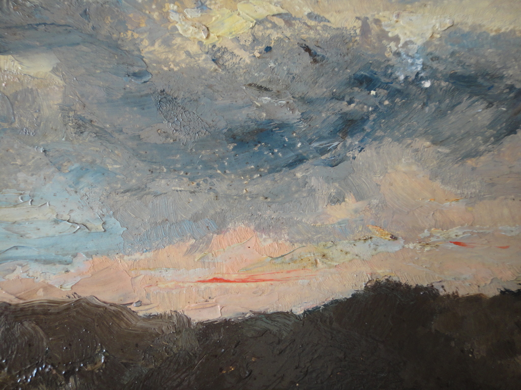 Johannes Baptista Crol, olieverf op board, Hollands landschap verkocht voor € 45!