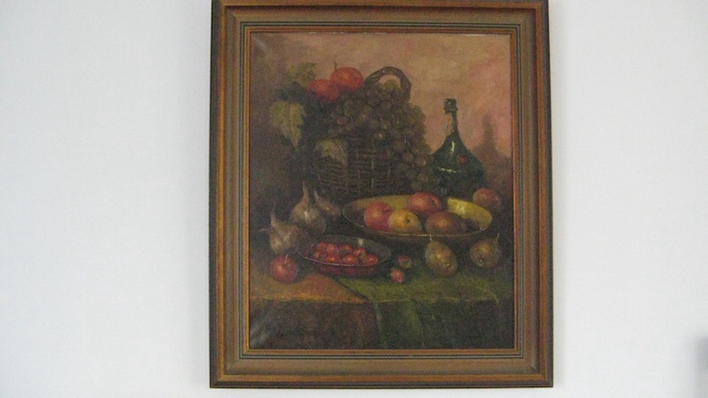 Roel Wildeboer, stilleven met fruit en een fles verkocht voor € 80!
