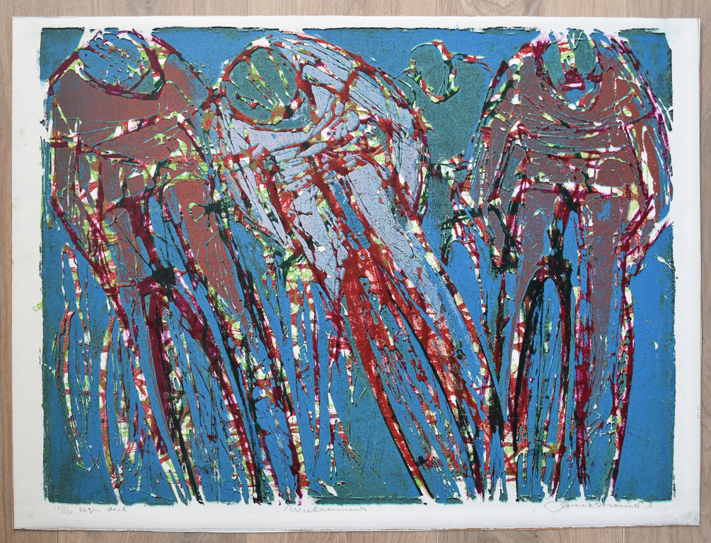 Jan Bezemer ( 1907-1997), litho, Wielrenners, oplage 12 ex. gesigneerd kopen? Bied vanaf 35!