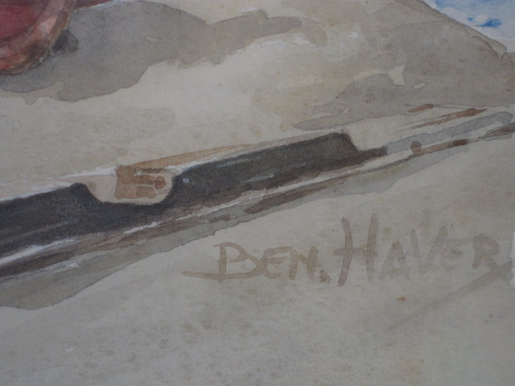 Grote gesigneerde Aquarel " vissersboten op strand Mallorca " kopen? Bied vanaf 25!