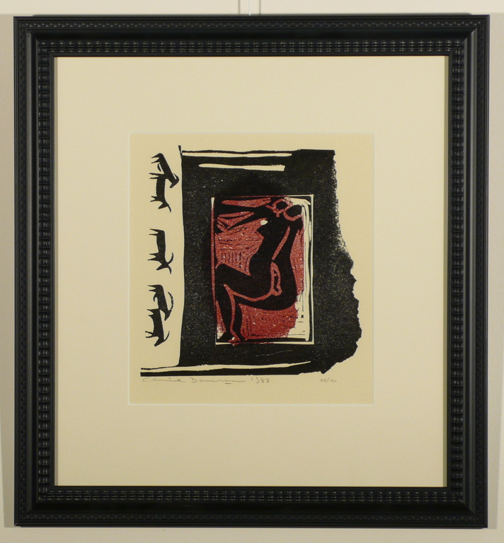 Corinne Boureau, Linoleumsnede uit 1988, Gesigneerd kopen? Bied vanaf 65!