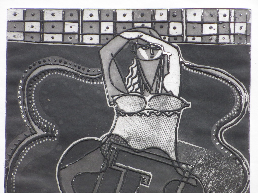 Theo Beerendonk, Staande vrouw in kubistische setting, Ets diepdruk kopen? Bied vanaf 35!