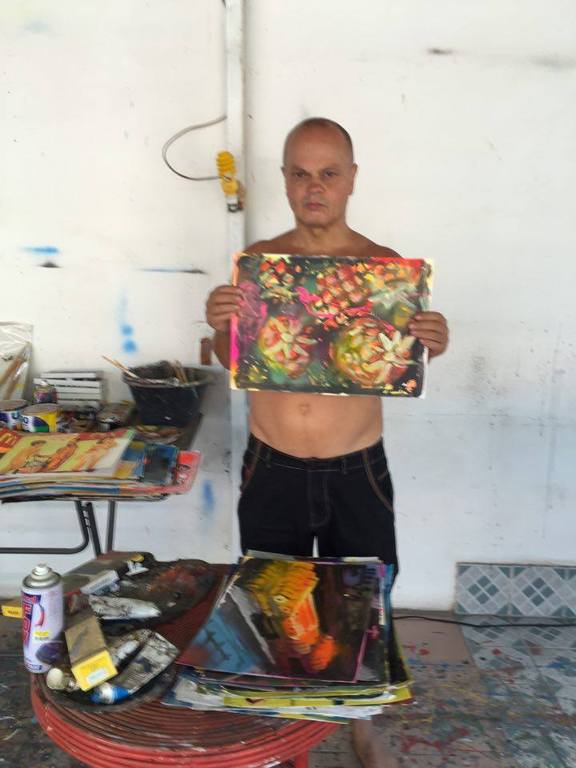 Peter Klashorst - Processing of pineapples 3 werken op papier - gesigneerd kopen? Bied vanaf 1!