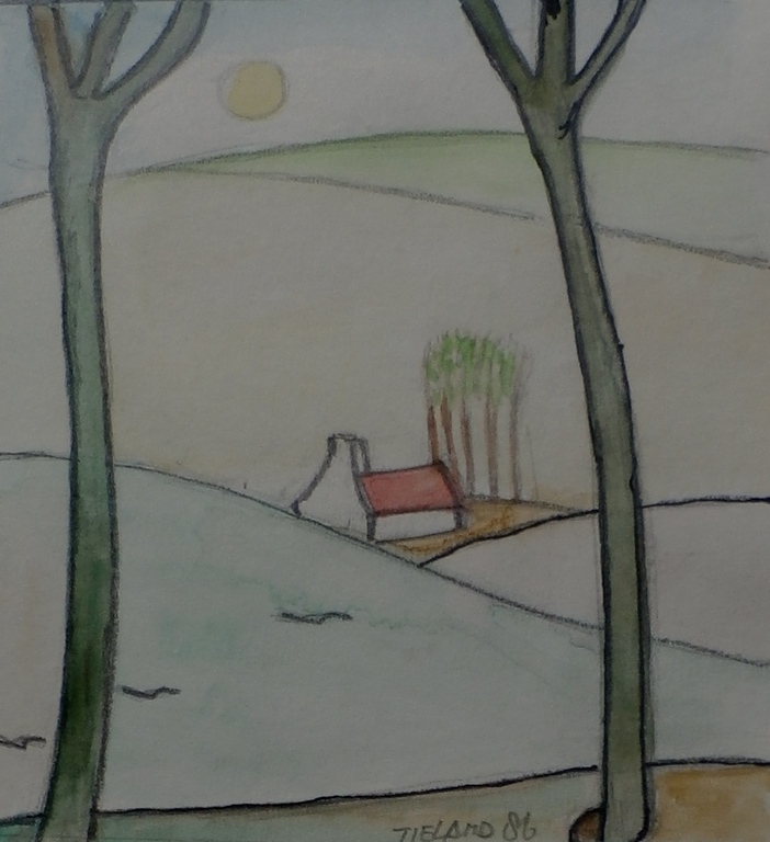 Toon Tieland - potloodtekening - 1986 verkocht voor € 190!