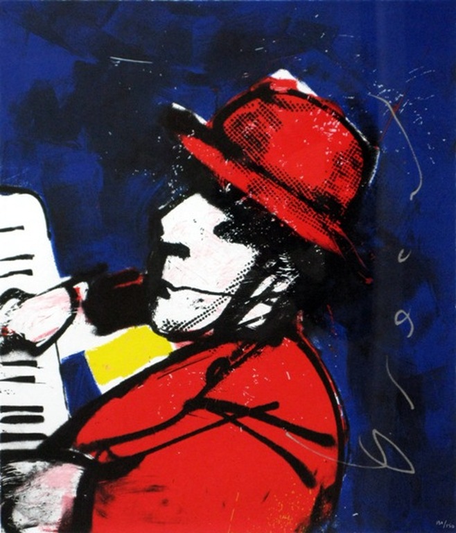 HERMAN BROOD - groot (XL) modern zelfportret - gesigneerd en MOOI INGELIJST. verkocht voor € 365!
