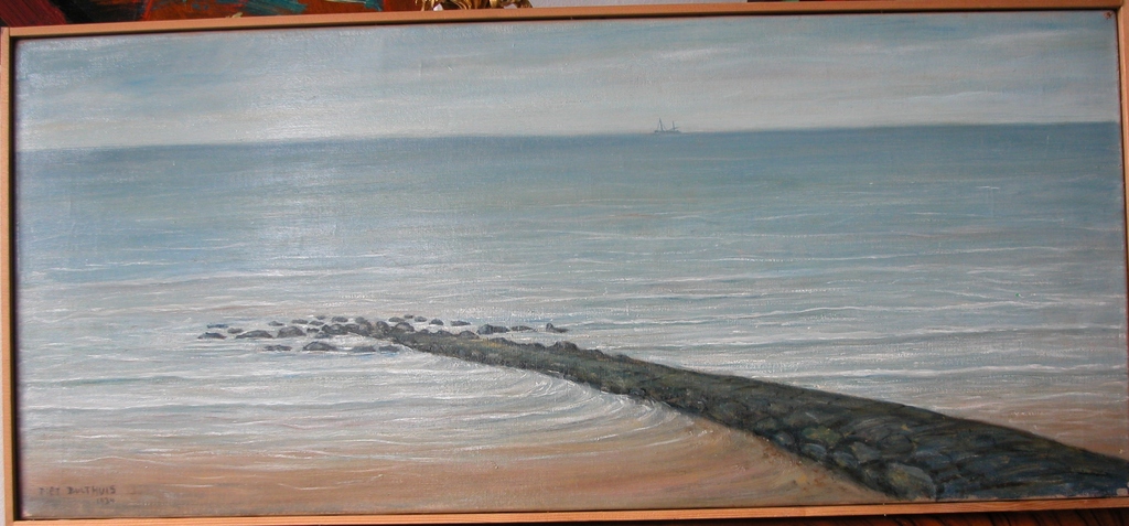Piet Bulthuis.Olieverf op doek.Strand, Zee,Zeeland.Gesign. en gedateerd 1934 verkocht voor € 80!
