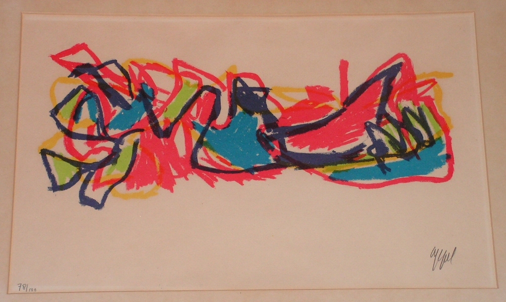 Karel Appel - lithografie - Abstracte compositie - oplage 100 verkocht voor € 450!