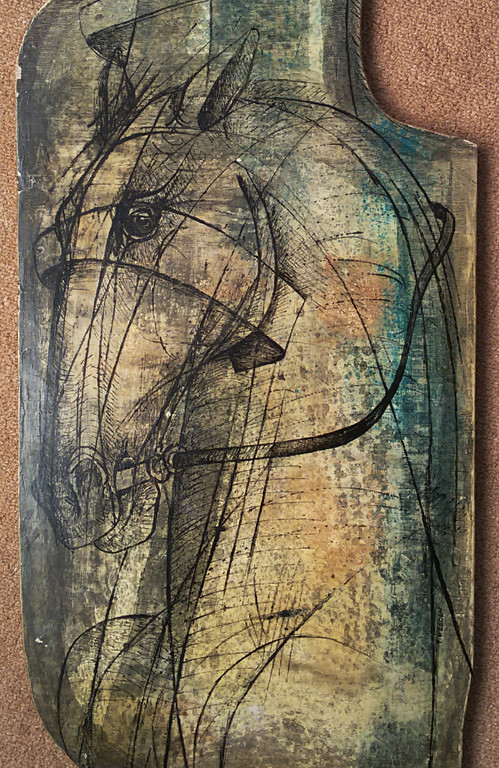 Frits van Eeden - Paardenhoofd, gemengde techniek op paneel kopen? Bied vanaf 1!