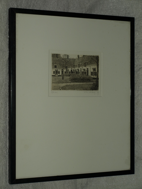 Wim van der Meij : Ets – Hofje in Haarlem – Gesigneerd & ingelijst – 1989  kopen? Bied vanaf 1!