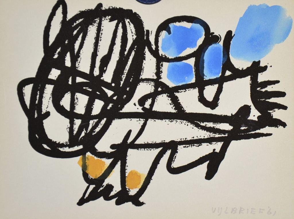 Ernst Vijlbrief: Penseeltekening. Absctracte compositie kopen? Bied vanaf 35!