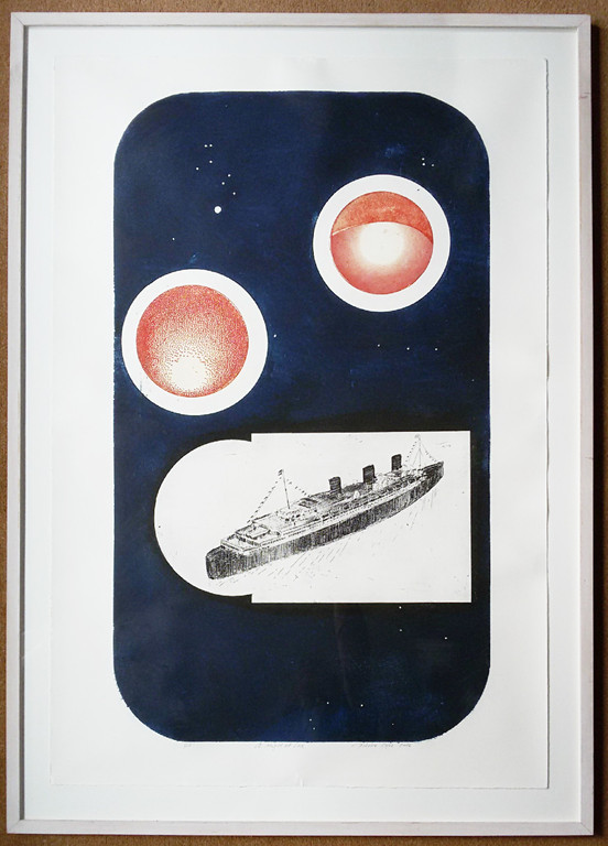 Pierre Cops - A night at sea, ets (mooi ingelijst, groot) kopen? Bied vanaf 80!