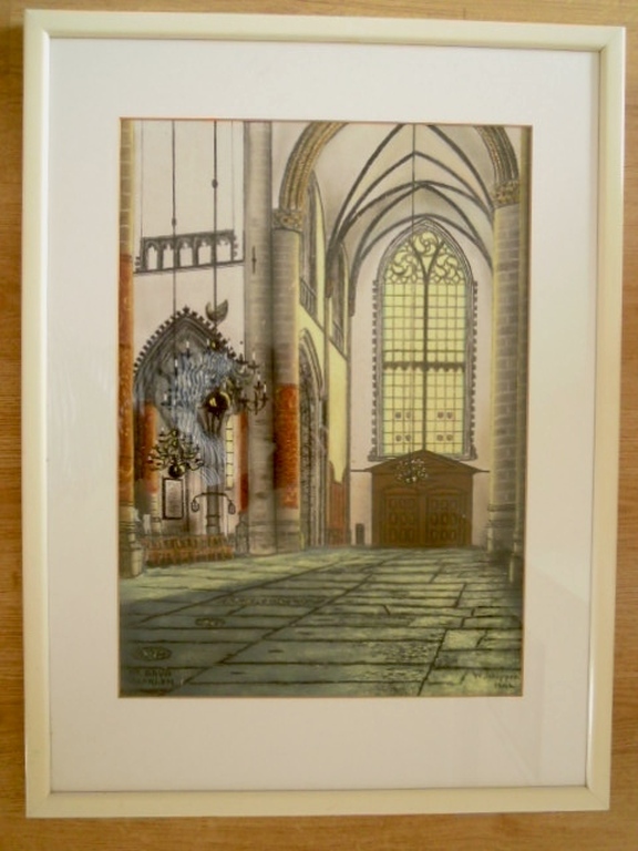Grote tekening uit 1942 van W.SCHIPPER - SINT BAVO HAARLEM 72 X 54 CM=INGELIJST kopen? Bied vanaf 15!