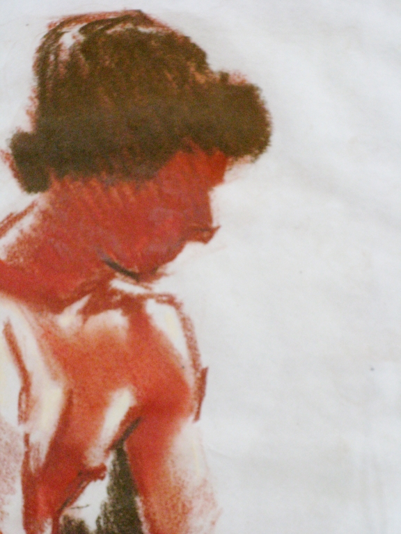 Johan Blok (1934) - Roodkrijttekening naakte jongeman 1971 kopen? Bied vanaf 65!