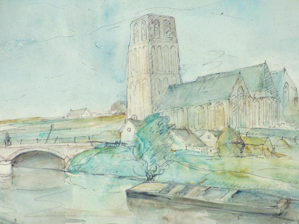 Ger Langeweg, Gezicht op Damme, Gemengde techniek kopen? Bied vanaf 60!