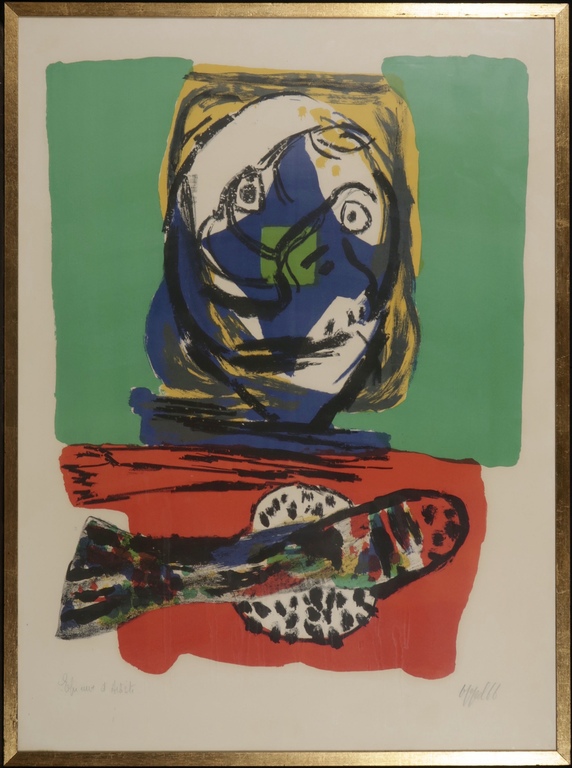Karel Appel: Zeefdruk, Zonder titel - Ingelijst kopen? Bied vanaf 650!