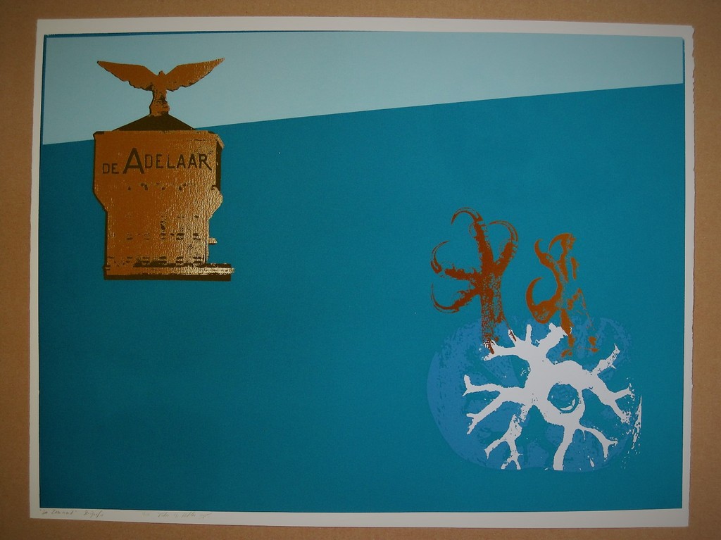 Grafisch meesterwerk van Theo v/d Akker "de Adelaar Wormerveer" Litho  kopen? Bied vanaf 1!