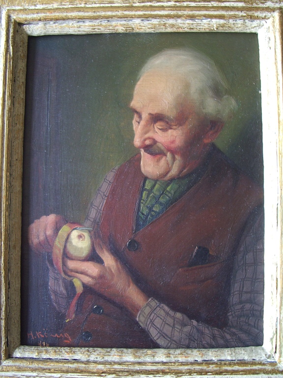 Heinrich König: olieverf op paneel, portret actieve oude heer kopen? Bied vanaf 375!