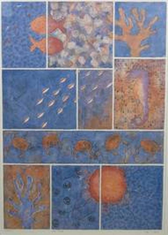 Ans van Dijk: Zeefdruk, Sea Fruits - Ingelijst (groot) verkocht voor € 110!