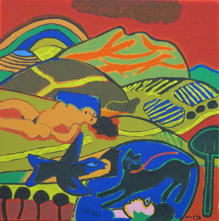 Corneille: Terragravure op doek, Z.T. verkocht voor € 450!