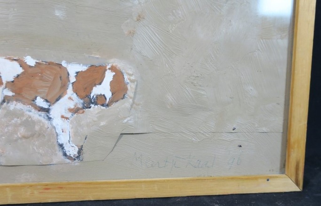 Meertje Kaal: Olieverf en Collage op papier, Winter 1944 in Wormer - Ingelijst kopen? Bied vanaf 35!