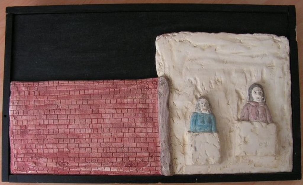 Peter Adrichem - gips/verf - Reliëf M/V kopen? Bied vanaf 45!