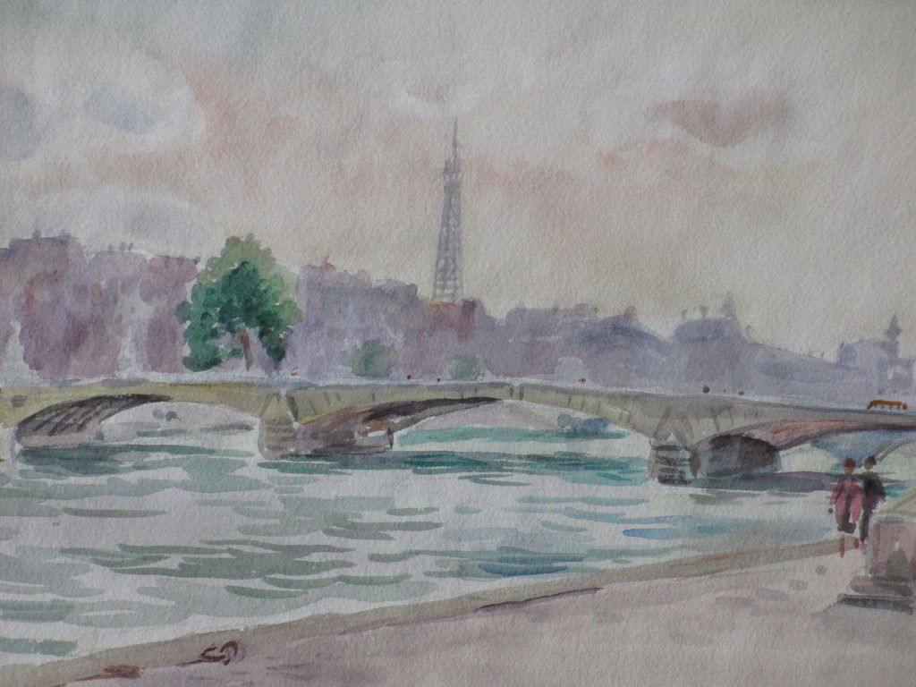 Han Krug, Pont du Caroussel Parijs, Aquarel 1959 kopen? Bied vanaf 1!