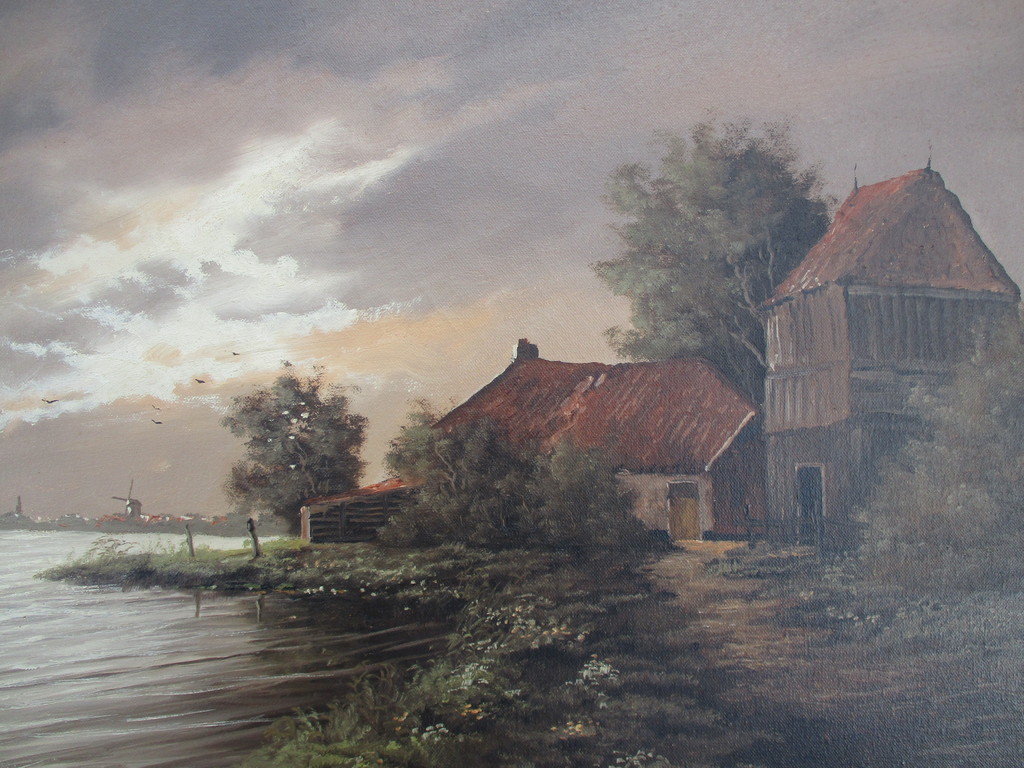 Willem Kroon: Olieverf op doek, Hollands landschap kopen? Bied vanaf 90!