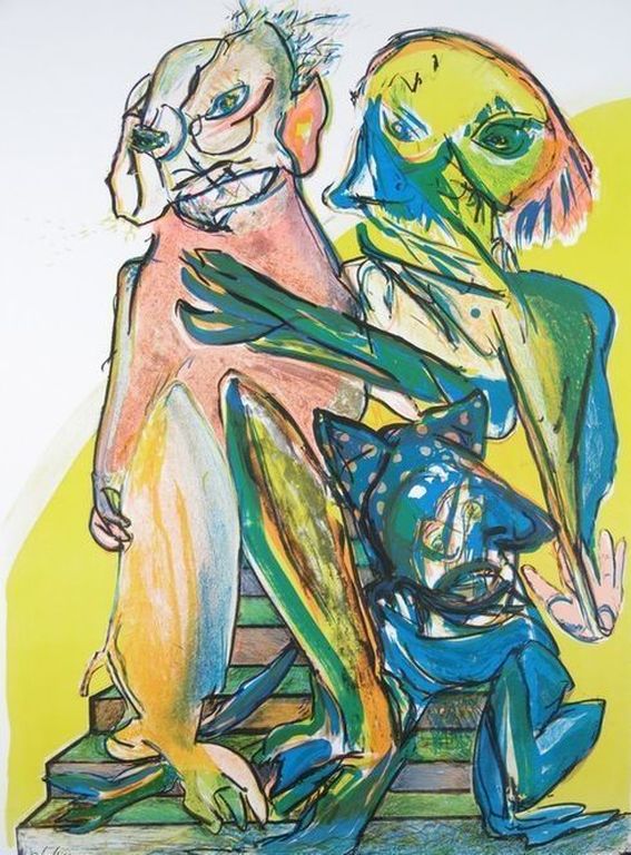 JACQUELINE DE JONG Gr Zeefdruk(56x76cm) COBRA FIGUREN Handgesigneerd verkocht voor € 55!