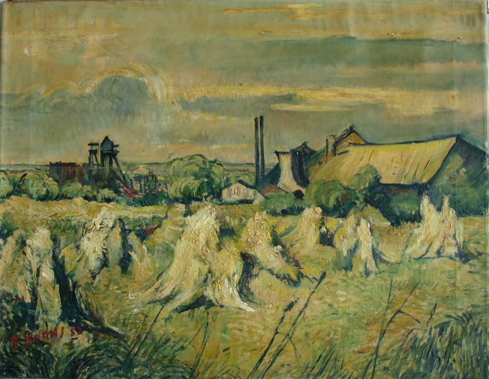 Onbekende kunstenaar : Olieverf op doek - Boerenlandschap – 1952  kopen? Bied vanaf 1!