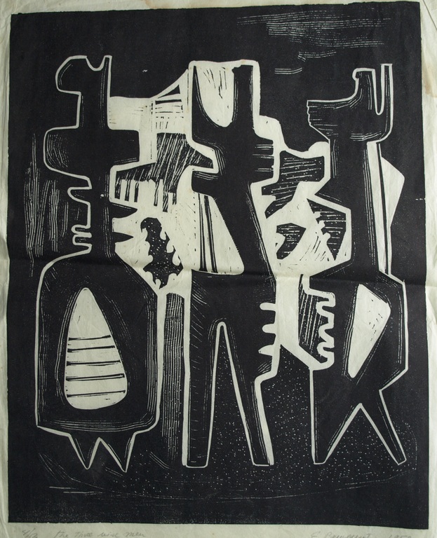 Onduidelijke signatuur : Houtsnede – The Three Wise Men – 1959 - oplage 12 ex. kopen? Bied vanaf 1!