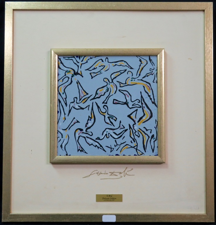 Aardewerk tegel met ontwerp van Salvador Dali, Les Colombes - Ingelijst kopen? Bied vanaf 100!