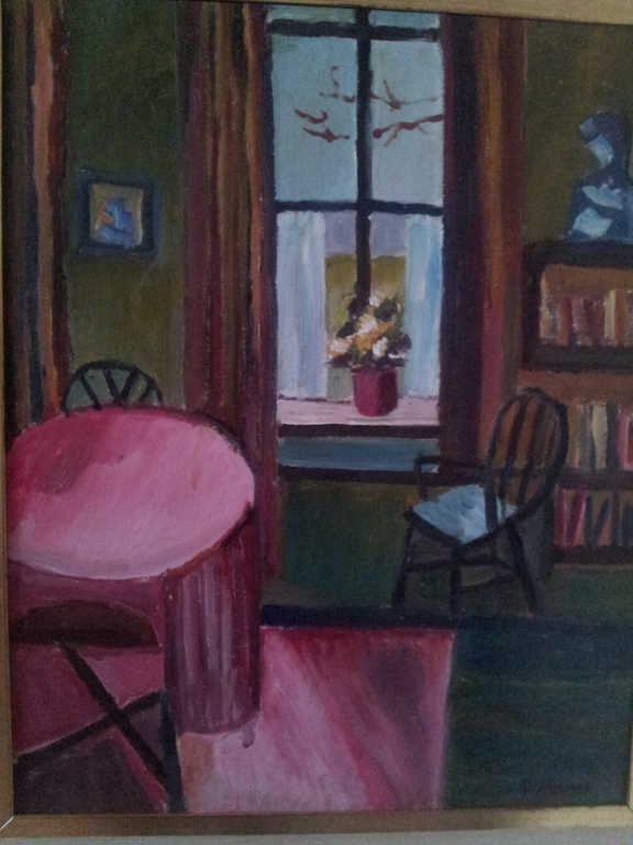 Piet Wiegman, olieverf op board, bergens interieur verkocht voor € 50!