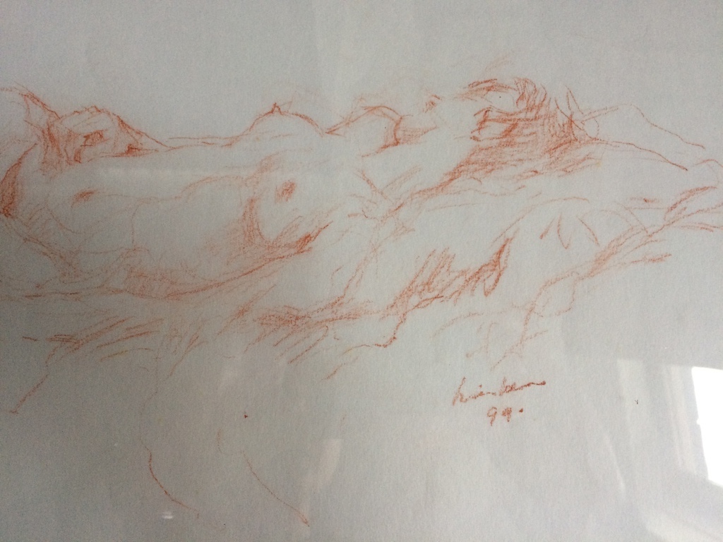 Joop Liesker, tekening met rood potlood, liggend naakt - voorzijde vrouw kopen? Bied vanaf 50!