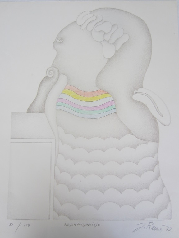Jörg Remé Handgekleurde Litho Regenboogmeisje kopen? Bied vanaf 20!