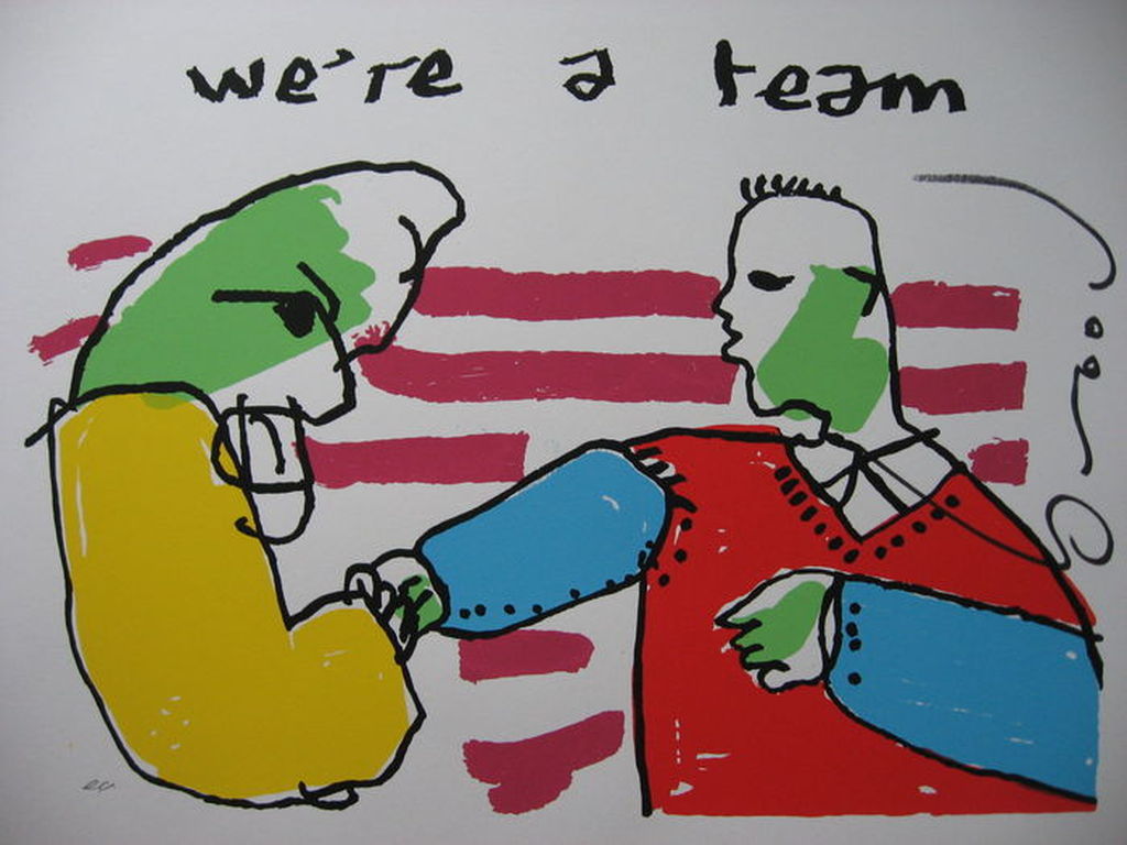 Herman Brood - We're a team - Handgesigneerde zeefdruk. Met HBM certificaat. verkocht voor € 149!