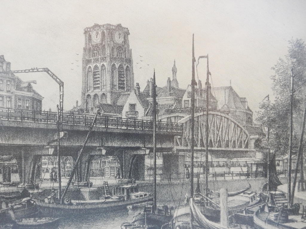 Lithografie Kolk - Rotterdam - ca. 1920 kopen? Bied vanaf 95!