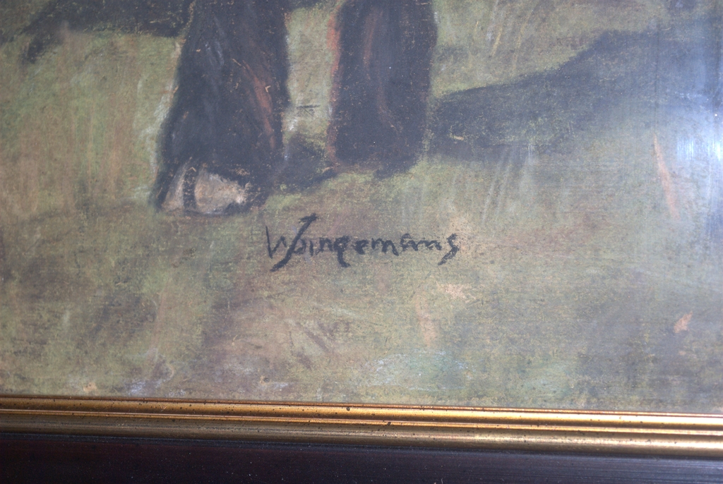 Paard in de wei -- zeer grote pastel op karton, gesigneerd en ingelijst. kopen? Bied vanaf 89!