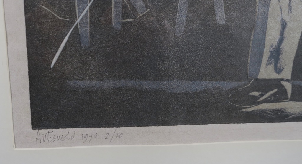 Adriaan van Esveld: Houtsnede op Rijstpapier, Nachtbrakers - Ingelijst kopen? Bied vanaf 20!