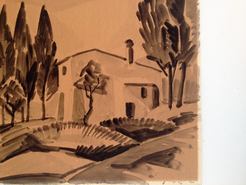 Onbekende Kunstenaar: Inkt Tekening , Landschap St-Paul - Bergense school stijl. kopen? Bied vanaf 1!