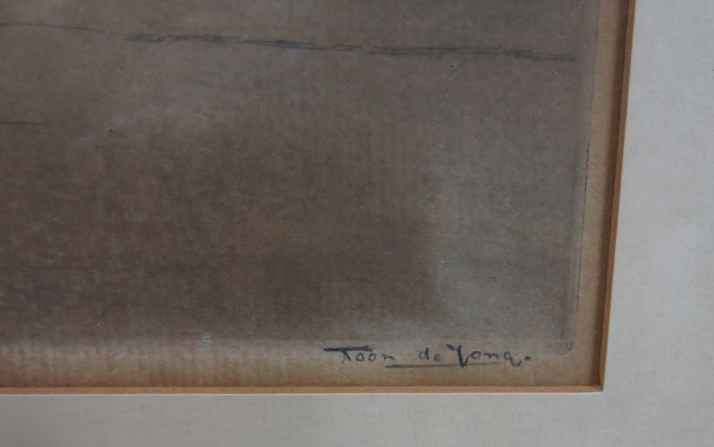 Toon de Jong: Ets, Zandschippers op het water -Ingelijst kopen? Bied vanaf 1!