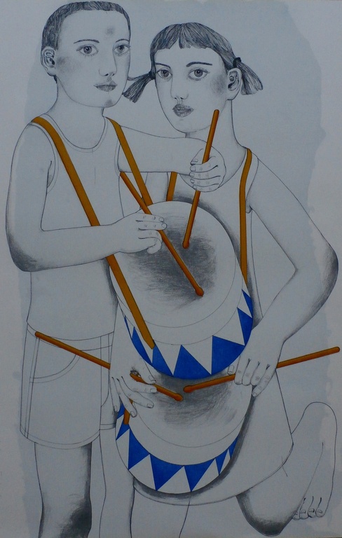 Janpeter Muilwijk, zeefdruk: Studie voor musicerende engel, handges. kopen? Bied vanaf 95!