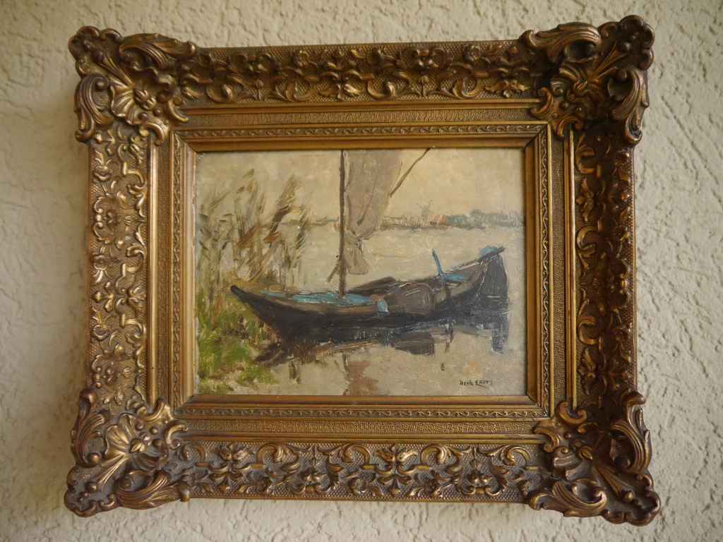 Schilderij op paneel, "Bootje in riet". Afmeting 18 x 24 cm kopen? Bied vanaf 75!